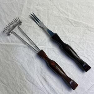 Cutco No. 1714 Wisk & 1727 Fork Classic Brown Swirl Handle Pat Set